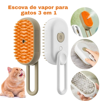 Rotatable Spray Massagem Escova para Pet, 3 em 1, Um Botão, Spray de vapor, Dobrável, Flutuante, Banho, Depilação, Pente