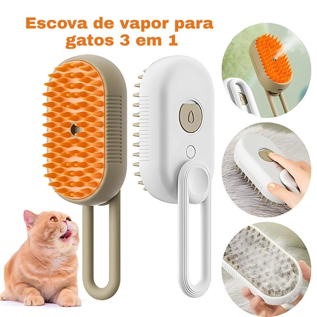 Rotatable Spray Massagem Escova para Pet, 3 em 1, Um Botão, Spray de vapor, Dobrável, Flutuante, Banho, Depilação, Pente
